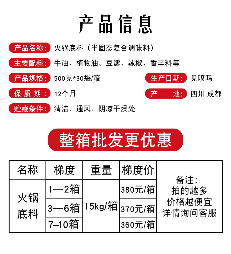 四川冒菜底料调料15KG开店商用套装